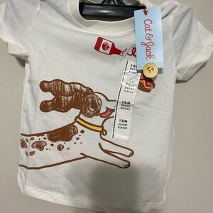 (Getting2shirts)Cat & Jack Cream and Brown Cartoon Tee